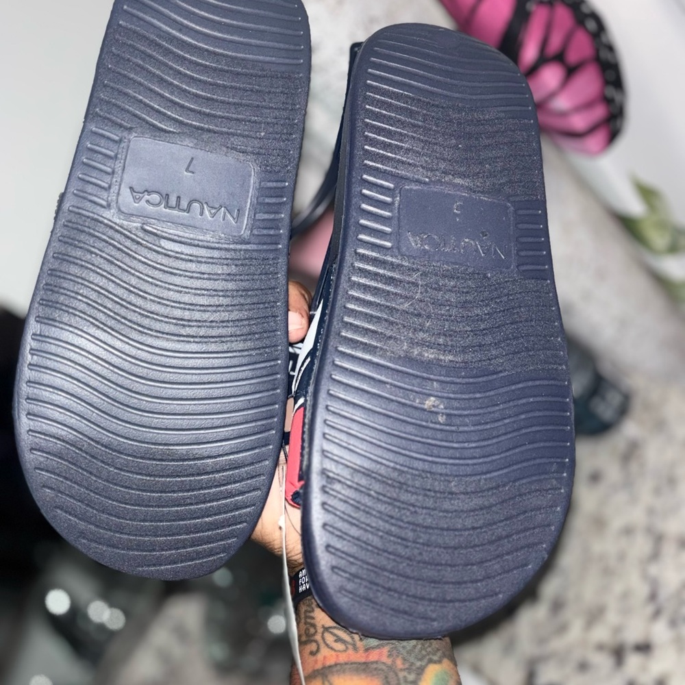 Nautica Navy and Red Slide Sandals - Picture 3 of 4